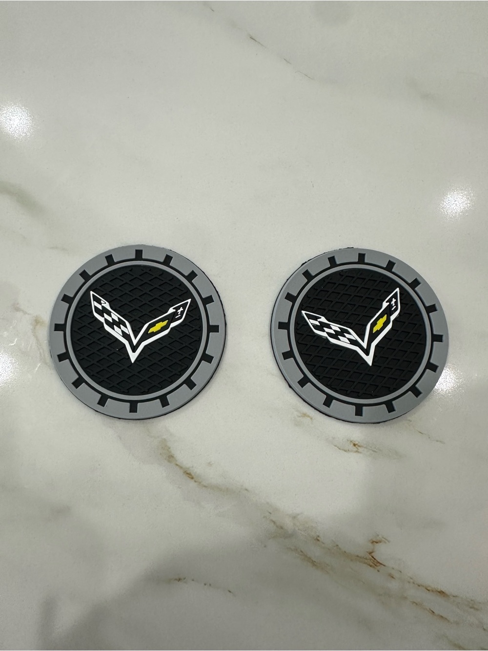 Corvette Black and Gray Logo Silicone Coasters - Set of 2